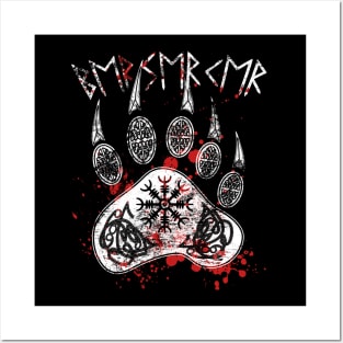 bloody Berserker, Berserk, Norse, berserker Viking Bear Claw with Aegishjalmur Posters and Art